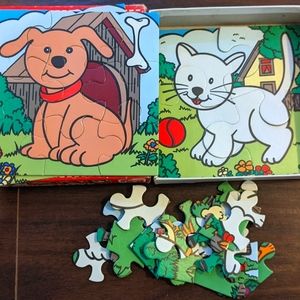 Animals puzzles 4, 6, 9, 16 pieces in one set Educational